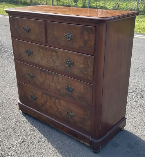 VICTORIAN BURR WALNUT CHEST OF DRAWERS - ADDITIONAL PHOTO 6