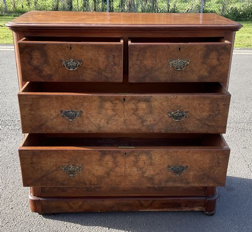VICTORIAN BURR WALNUT CHEST OF DRAWERS - ADDITIONAL PHOTO 9
