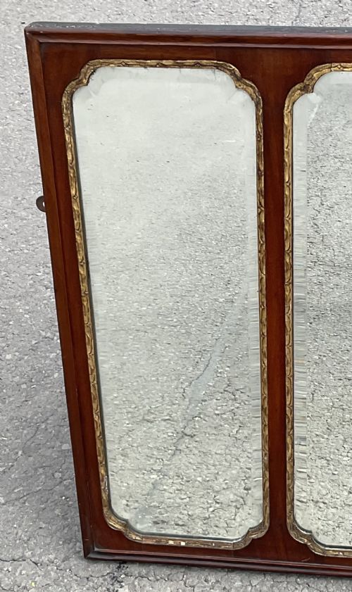 WALNUT GILT FRAMED TRIPLE OVERMANTEL MIRROR - ADDITIONAL PHOTO 3