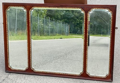 WALNUT GILT FRAMED TRIPLE OVERMANTEL MIRROR - ADDITIONAL PHOTO 4
