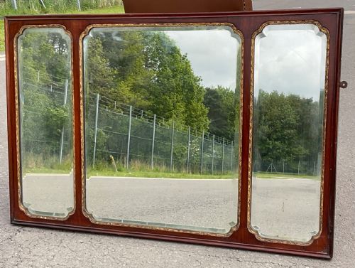 WALNUT GILT FRAMED TRIPLE OVERMANTEL MIRROR - ADDITIONAL PHOTO 6