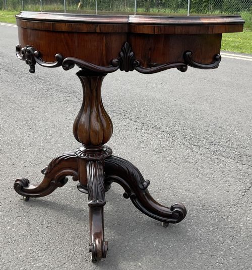 VICTORIAN ROSEWOOD CARD TABLE - ADDITIONAL PHOTO 4