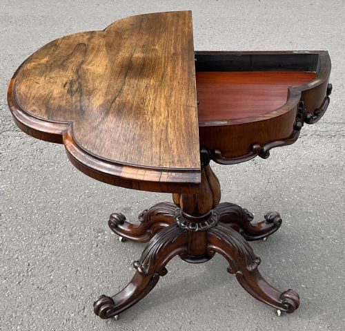 VICTORIAN ROSEWOOD CARD TABLE - ADDITIONAL PHOTO 7