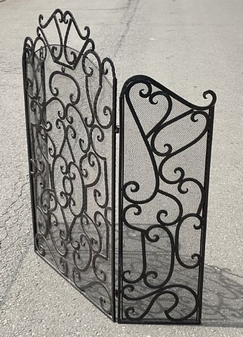 ARTS CRAFT IRON TALL FOLDING FIREGUARD - ADDITIONAL PHOTO 1