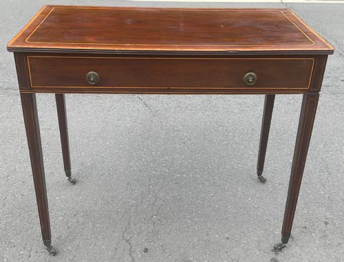 GEORGIAN INLAID MAHOGANY WRITING TABLE - ADDITIONAL PHOTO 1