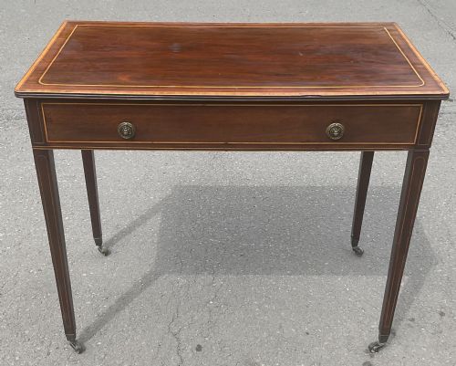 GEORGIAN INLAID MAHOGANY WRITING TABLE - ADDITIONAL PHOTO 3