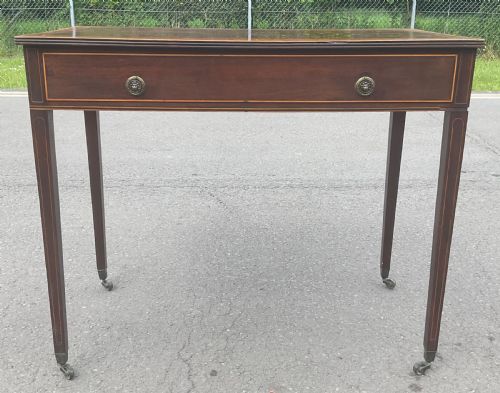 GEORGIAN INLAID MAHOGANY WRITING TABLE - ADDITIONAL PHOTO 4