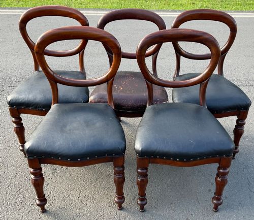 SET OF FIVE VICTORIAN MAHOGANY DINING CHAIRS - ADDITIONAL PHOTO 3