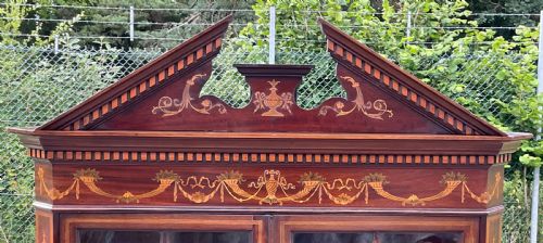 EDWARDIAN INLAID MAHOGANY STANDING CORNER CUPBOARD - ADDITIONAL PHOTO 5