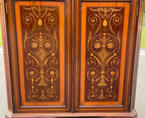 EDWARDIAN INLAID MAHOGANY STANDING CORNER CUPBOARD - ADDITIONAL PHOTO 10