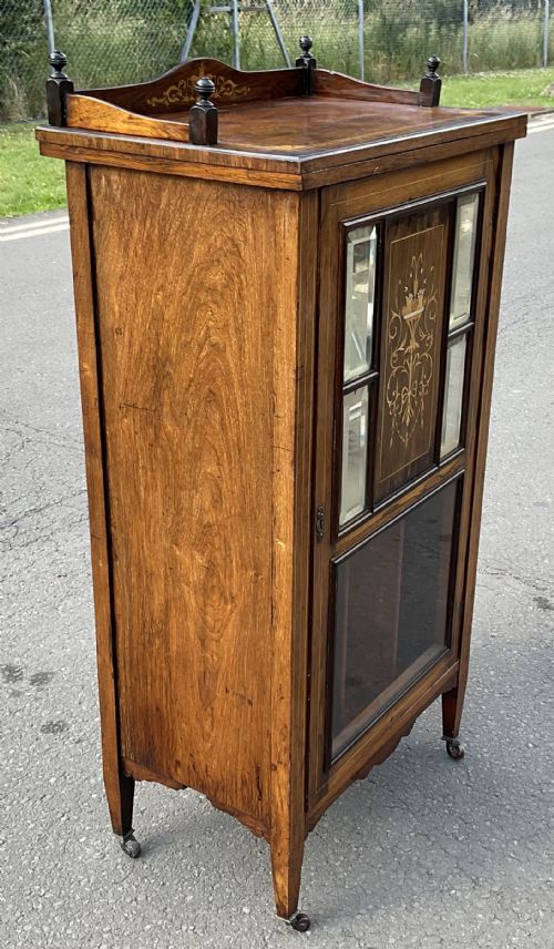 EDWARDIAN INLAID ROSEWOOD LP MUSIC CABINET - ADDITIONAL PHOTO 7