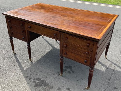 fig 1. Victorian Inlaid Mahogany Pedestal Partners Desk