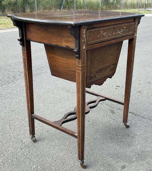 EDWARDIAN INLAID MAHOGANY LADIES WORK TABLE - ADDITIONAL PHOTO 1