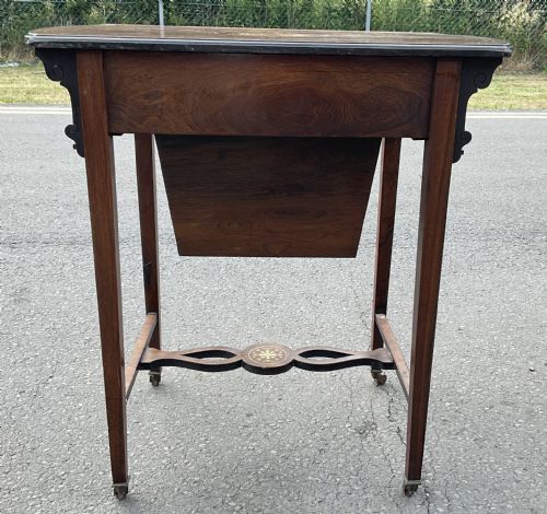 EDWARDIAN INLAID MAHOGANY LADIES WORK TABLE - ADDITIONAL PHOTO 4
