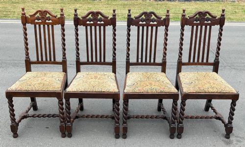SET OF FOUR JACOBEAN STYLE OAK DINING CHAIRS - ADDITIONAL PHOTO 2