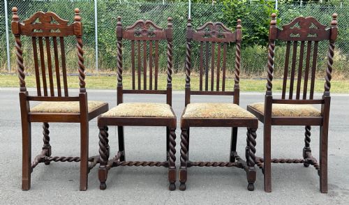 SET OF FOUR JACOBEAN STYLE OAK DINING CHAIRS - ADDITIONAL PHOTO 3