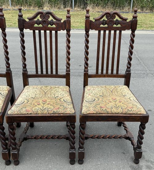 SET OF FOUR JACOBEAN STYLE OAK DINING CHAIRS - ADDITIONAL PHOTO 4