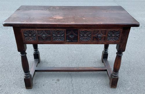 HEAVY OAK WRITING TABLE