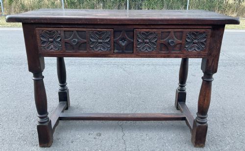 HEAVY OAK WRITING TABLE - ADDITIONAL PHOTO 1