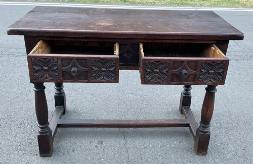 HEAVY OAK WRITING TABLE - ADDITIONAL PHOTO 2