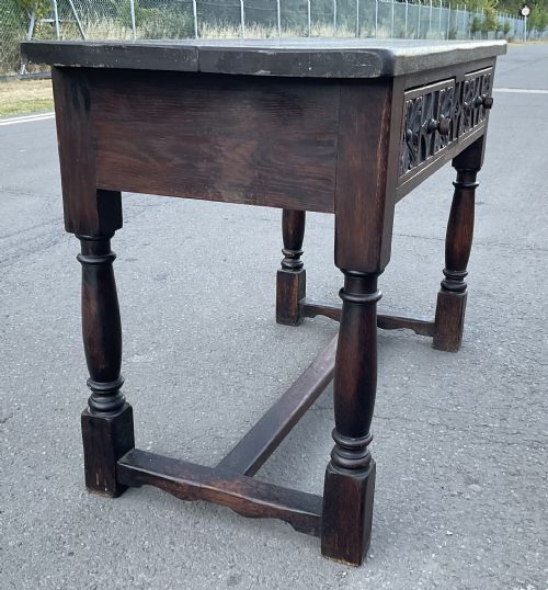 HEAVY OAK WRITING TABLE - ADDITIONAL PHOTO 3