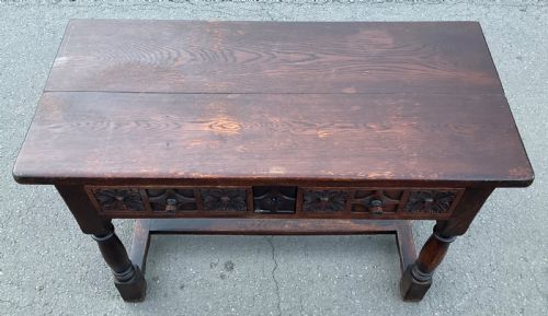 HEAVY OAK WRITING TABLE - ADDITIONAL PHOTO 5