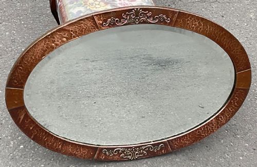 ARTS CRAFT OVAL COPPER FRAMED MIRROR - ADDITIONAL PHOTO 2