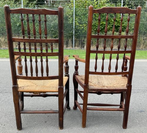 TWO ANTIQUE ELM LANCASHIRE SPINDLEBACK ARMCHAIRS - ADDITIONAL PHOTO 6