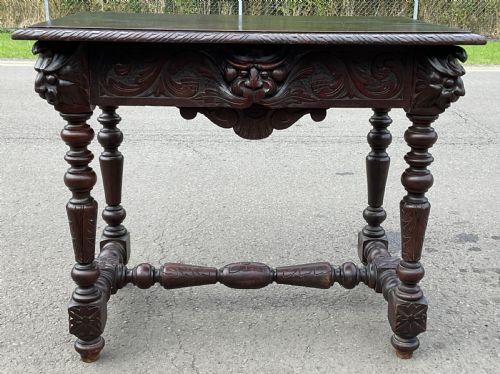 VICTORIAN CARVED OAK SIDE TABLE - ADDITIONAL PHOTO 1
