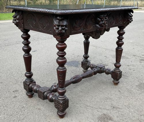 VICTORIAN CARVED OAK SIDE TABLE - ADDITIONAL PHOTO 2