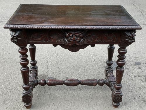 VICTORIAN CARVED OAK SIDE TABLE - ADDITIONAL PHOTO 3