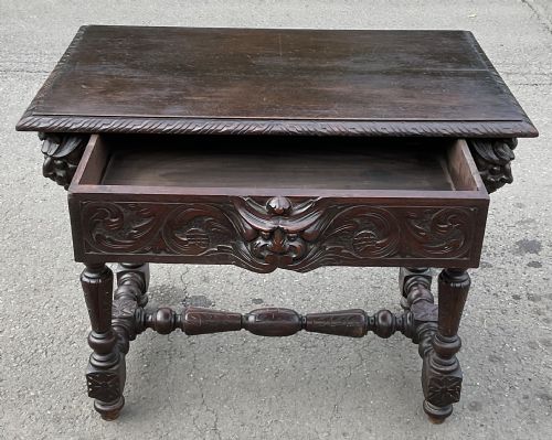 VICTORIAN CARVED OAK SIDE TABLE - ADDITIONAL PHOTO 8