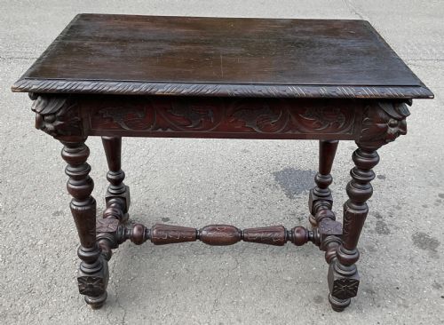 VICTORIAN CARVED OAK SIDE TABLE - ADDITIONAL PHOTO 10