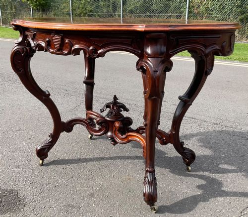 VICTORIAN OVAL MAHOGANY SHAPED TOP CENTRE TABLE - ADDITIONAL PHOTO 6