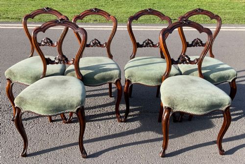 SET OF SIX VICTORIAN WALNUT DINING CHAIRS - ADDITIONAL PHOTO 1