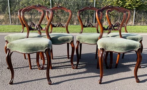 SET OF SIX VICTORIAN WALNUT DINING CHAIRS - ADDITIONAL PHOTO 2