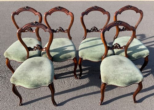 SET OF SIX VICTORIAN WALNUT DINING CHAIRS - ADDITIONAL PHOTO 4