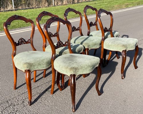 SET OF SIX VICTORIAN WALNUT DINING CHAIRS - ADDITIONAL PHOTO 5