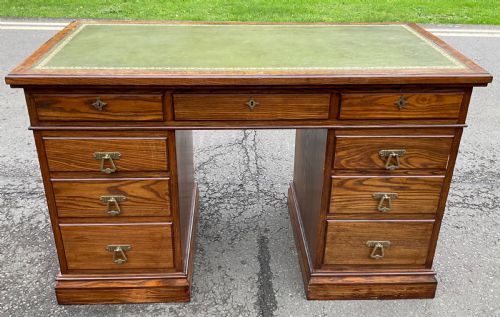 Edwardian Oak Kneehole Writing Desk