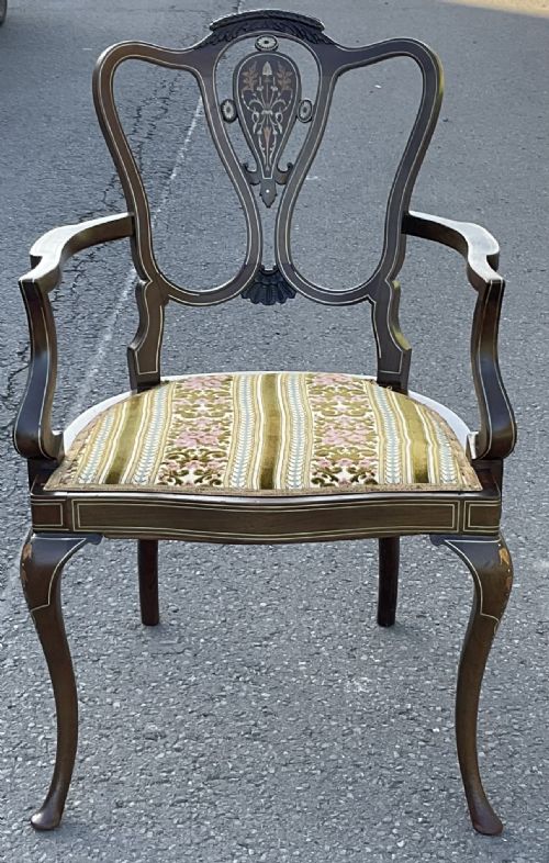 EDWARDIAN INLAID MAHOGANY ARMCHAIR - ADDITIONAL PHOTO 1