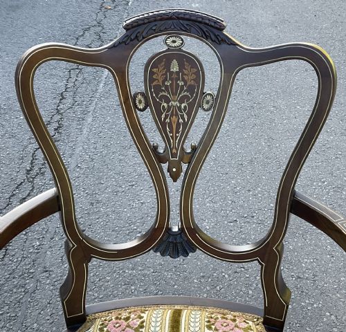 EDWARDIAN INLAID MAHOGANY ARMCHAIR - ADDITIONAL PHOTO 3