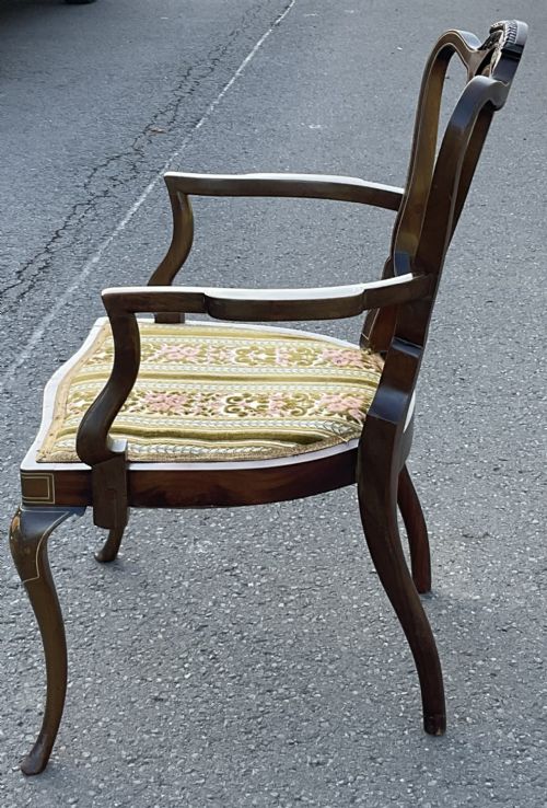 EDWARDIAN INLAID MAHOGANY ARMCHAIR - ADDITIONAL PHOTO 4