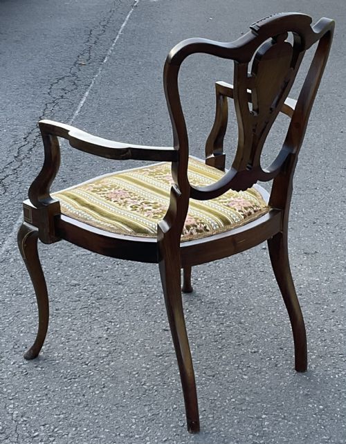 EDWARDIAN INLAID MAHOGANY ARMCHAIR - ADDITIONAL PHOTO 6