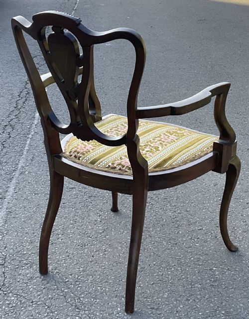 EDWARDIAN INLAID MAHOGANY ARMCHAIR - ADDITIONAL PHOTO 7
