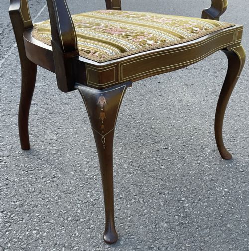 EDWARDIAN INLAID MAHOGANY ARMCHAIR - ADDITIONAL PHOTO 10