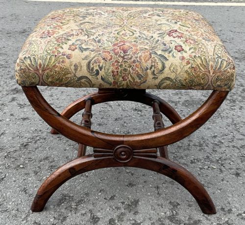 VICTORIAN ROSEWOOD CROSS FRAME DRESSING STOOL - ADDITIONAL PHOTO 1