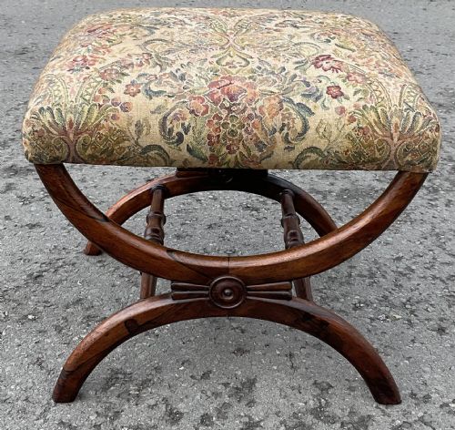 VICTORIAN ROSEWOOD CROSS FRAME DRESSING STOOL - ADDITIONAL PHOTO 2
