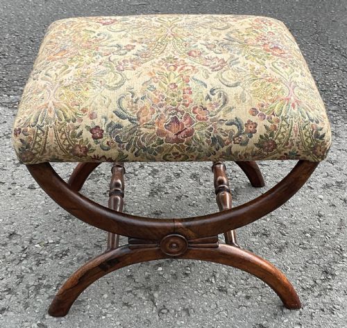 VICTORIAN ROSEWOOD CROSS FRAME DRESSING STOOL - ADDITIONAL PHOTO 3