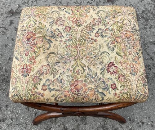 VICTORIAN ROSEWOOD CROSS FRAME DRESSING STOOL - ADDITIONAL PHOTO 4