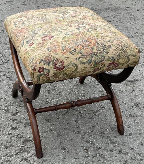 VICTORIAN ROSEWOOD CROSS FRAME DRESSING STOOL - ADDITIONAL PHOTO 6